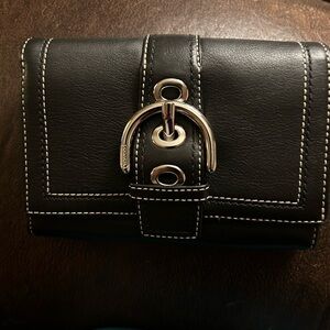 Black leather coach wallet